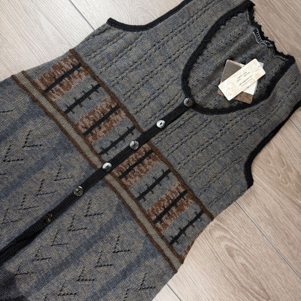 Peruvian Connection Womens Chinchero Vest 100% Alpaca Knit Gray XL
